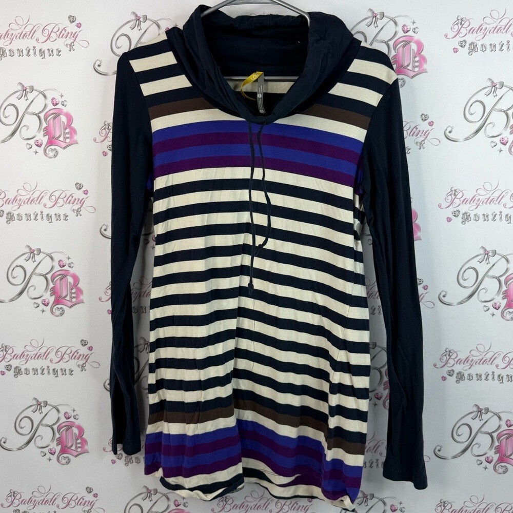 Lole sweater turtleneck cowl nautical stripes striped Striped Long Sleeve Top